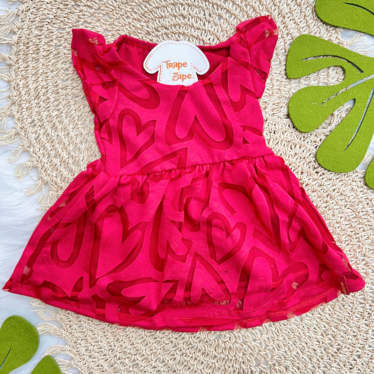 Vestido Corações Transparência - Vermelho